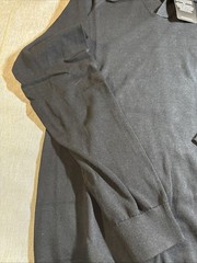 Pure Cotton Knitted Open Collar Long Sleeve Black Small-Brand Tailored Athlete