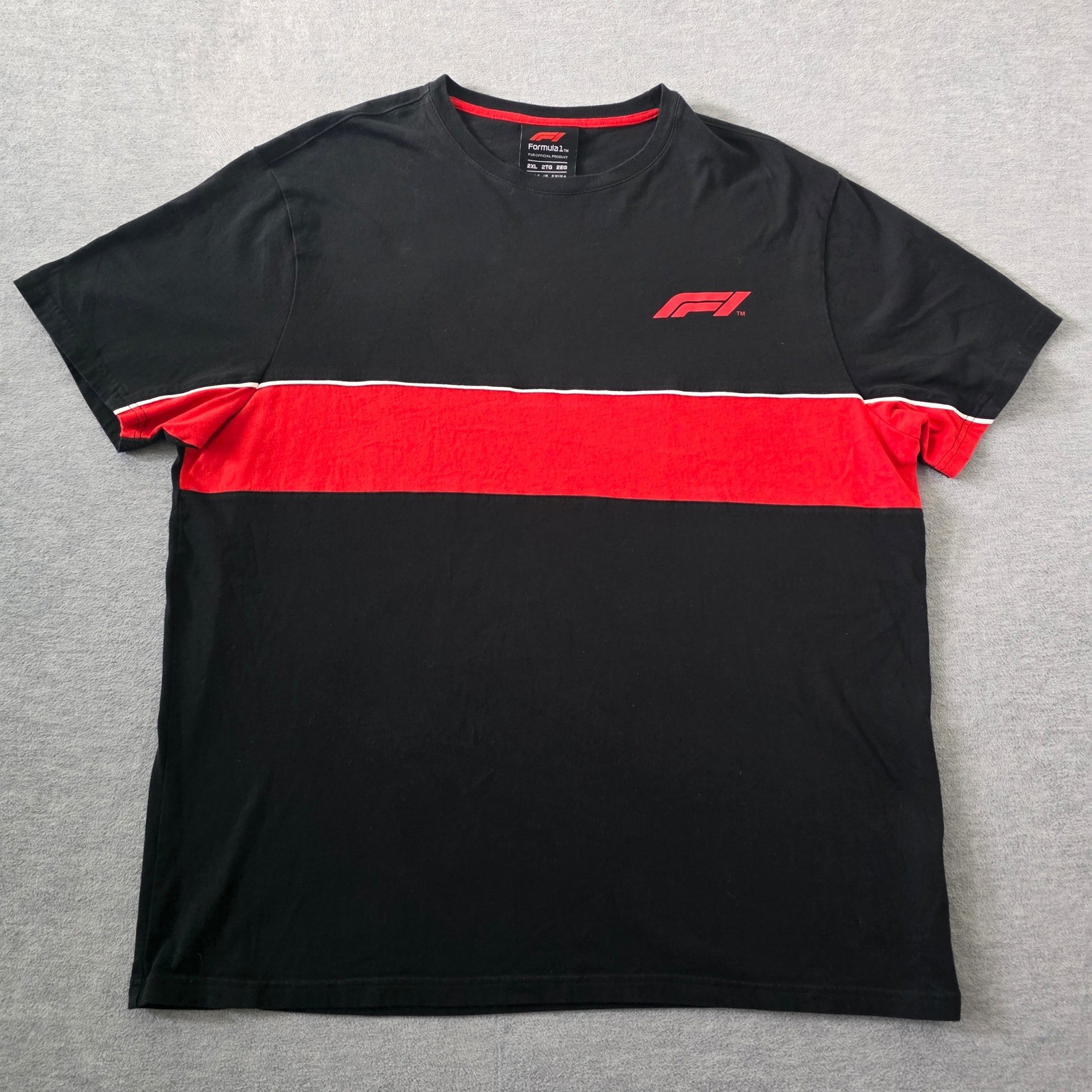 Formula 1 F1 Official Product Mens 2XL Black Red Colorblock Logo T-Shirt Tee gallery