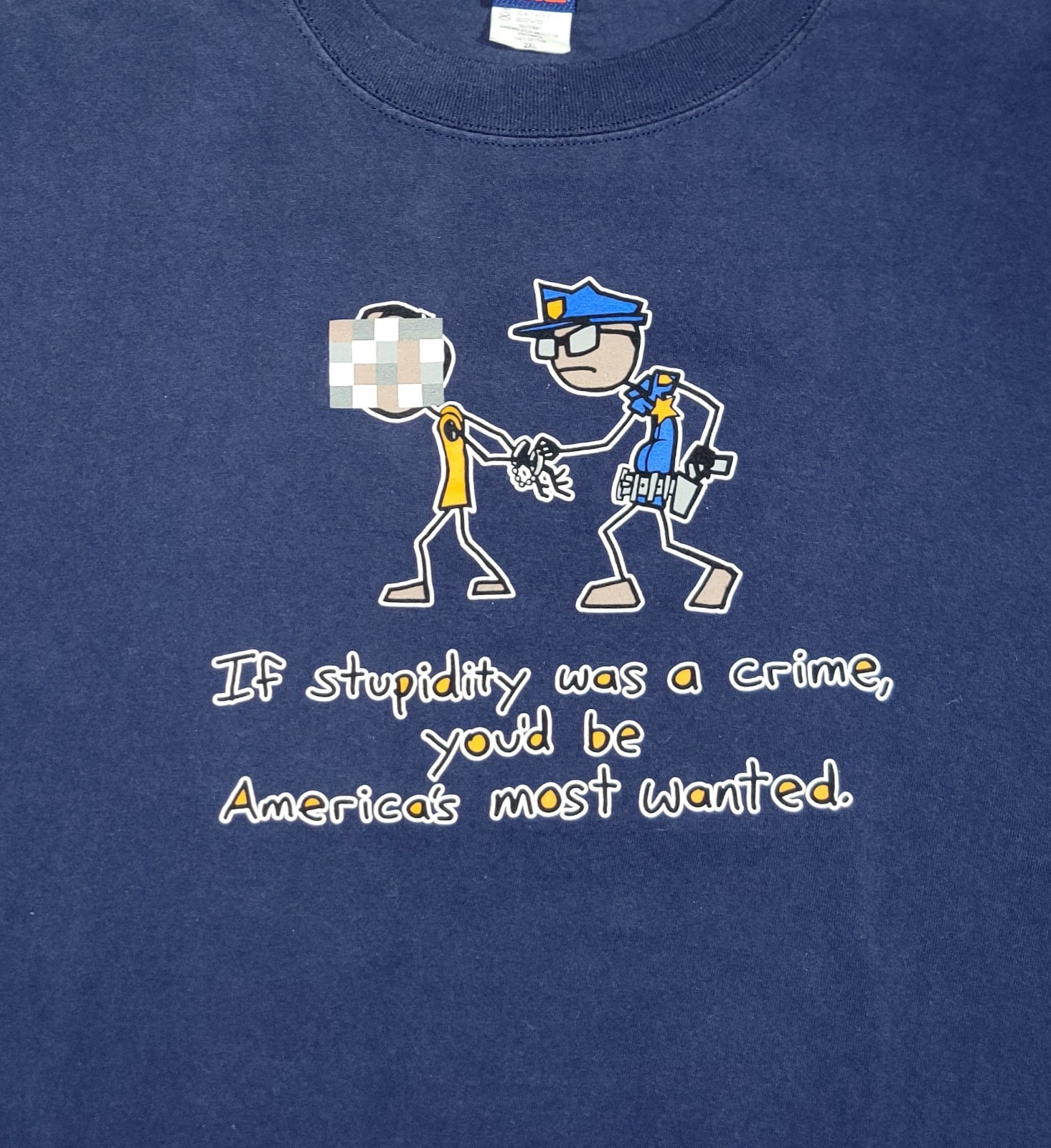 Most Men's Navy Blue Criminal&Cop Stickman Graphic T-Shirt gallery