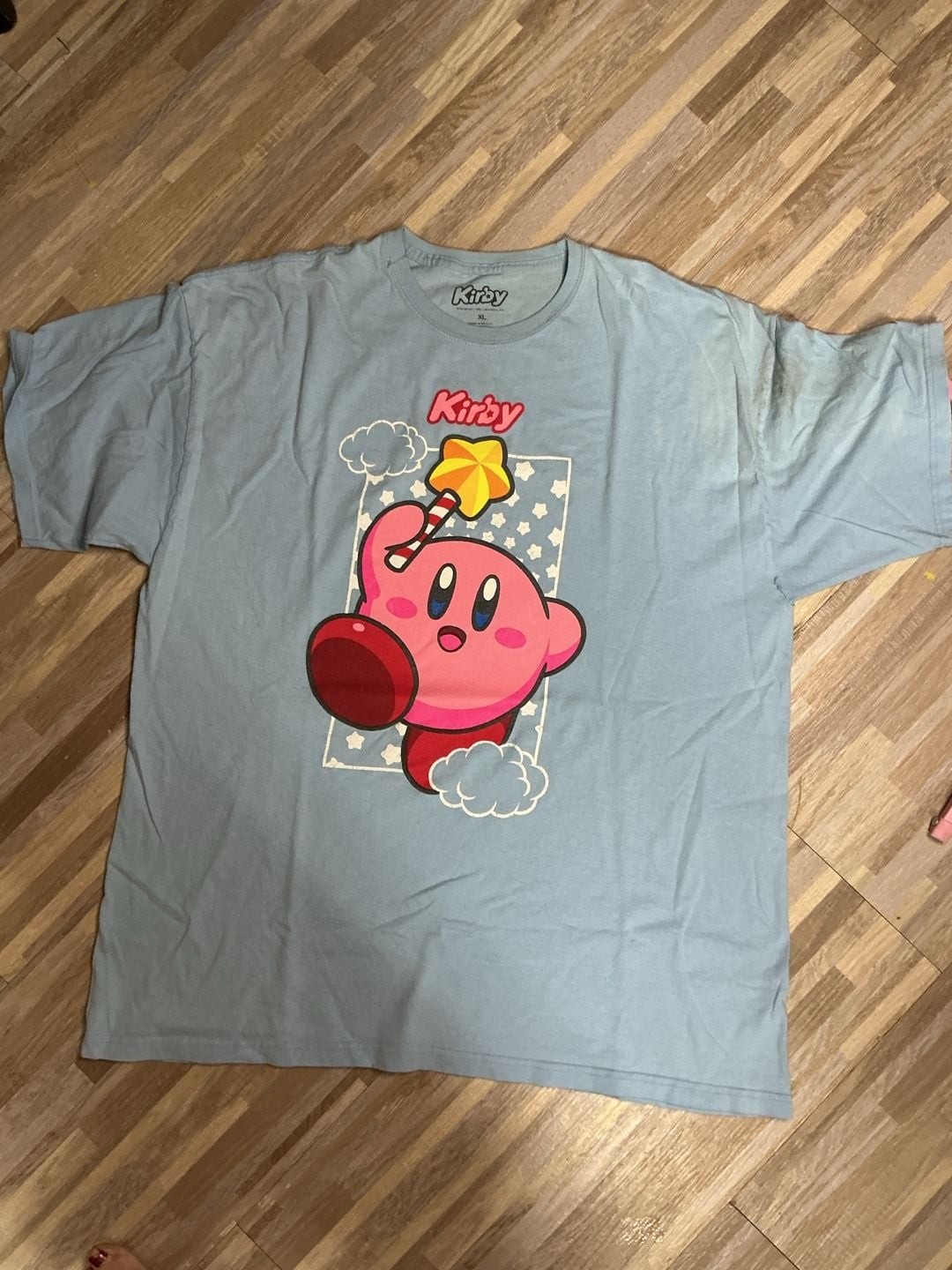Nintendo Kirby Star Wand Light Blue Graphic T-Shirt XL