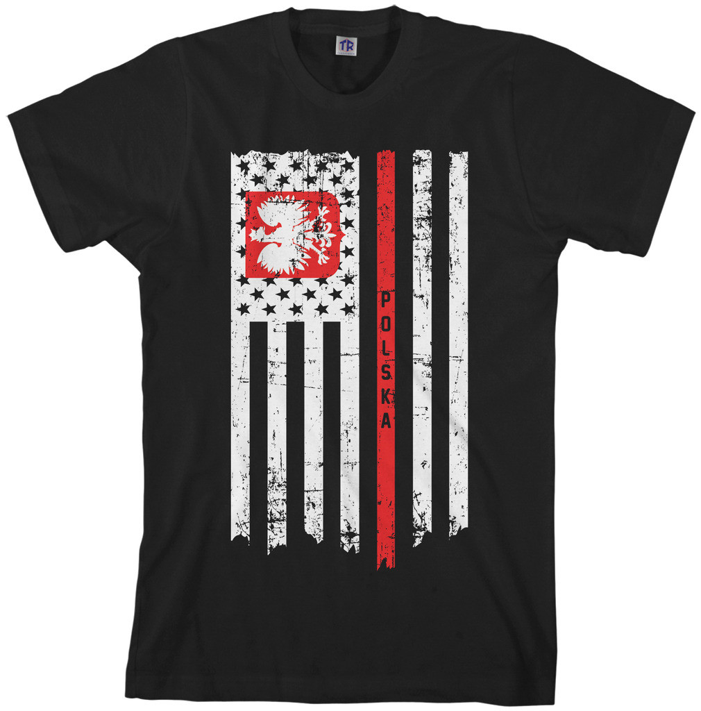 Polish American Flag Men’s T-Shirt Half Poland Polska US