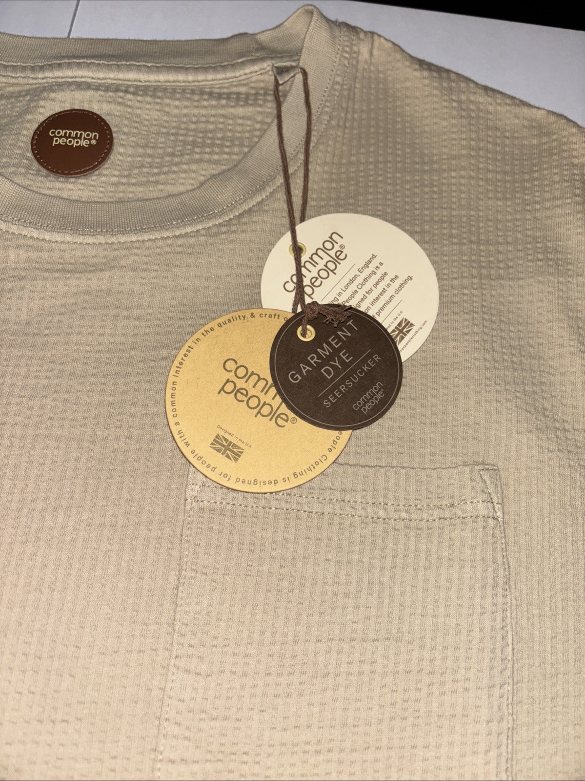 Common People Waffle Knit Tee Shirt Ribbed Stone/Tan Size Large NWT $75 gallery