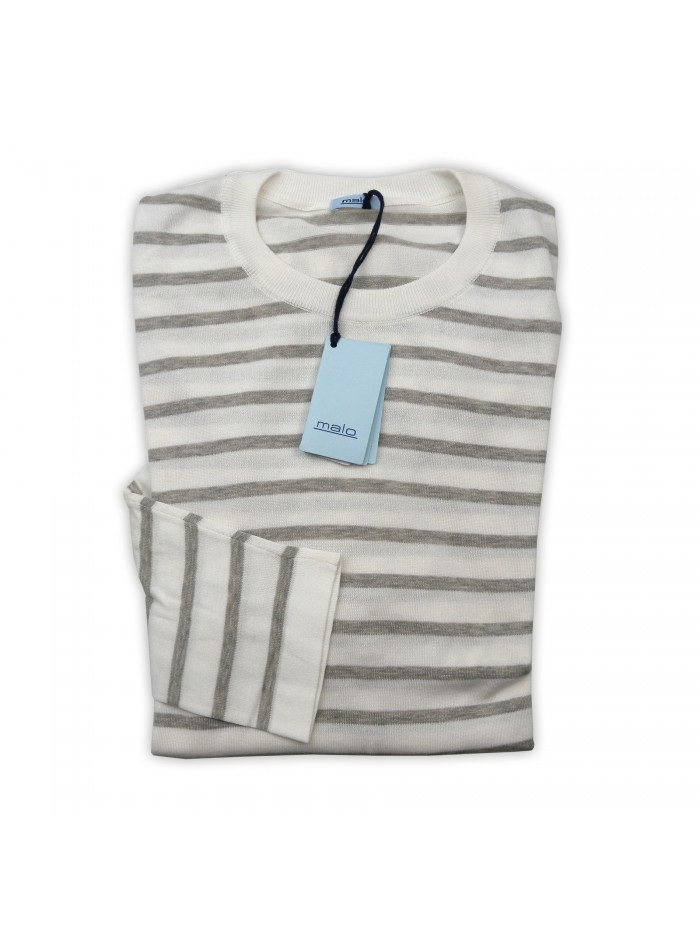 Malo jersey men mod. PE28AFE0006EA21607 100803 Horizontal Stripes Grey/White