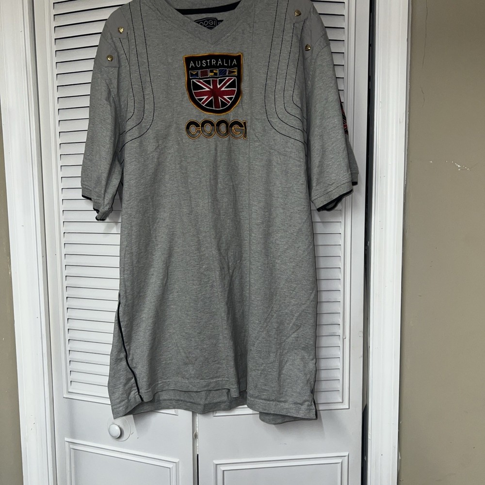 ORIGINAL COOGI W/FLAG LOGOS AUSTRALIA PATCH Grey 2XL SHIRT EMBOIDED W/LT WEAR