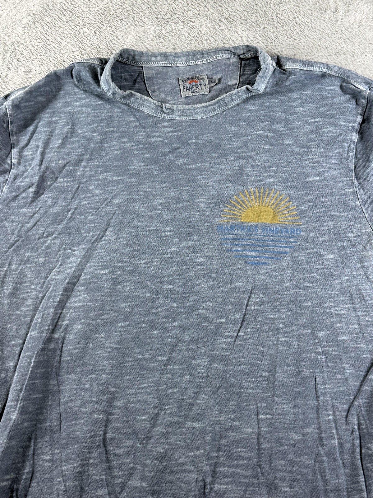 Faherty Shirt Mens Medium Blue Sunrise Graphic Crewneck Tee Casual Beach Outdoor gallery