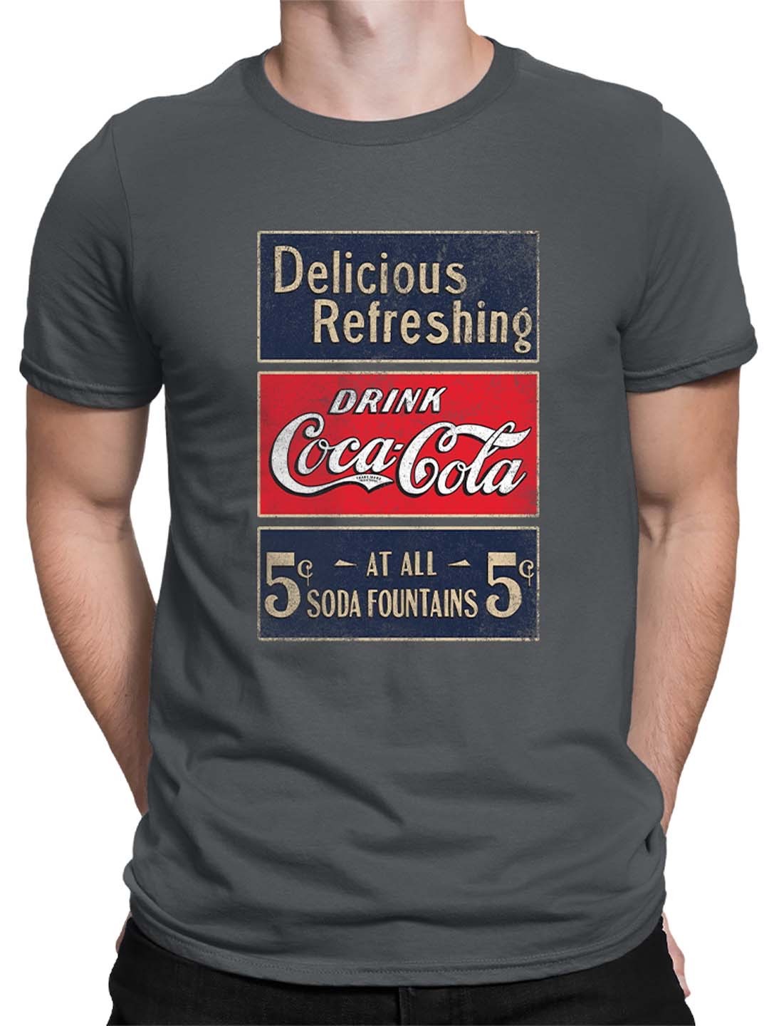 Coca-Cola Official Licensed 5¢ Soda Fountain Sign Men's T-shirt gallery