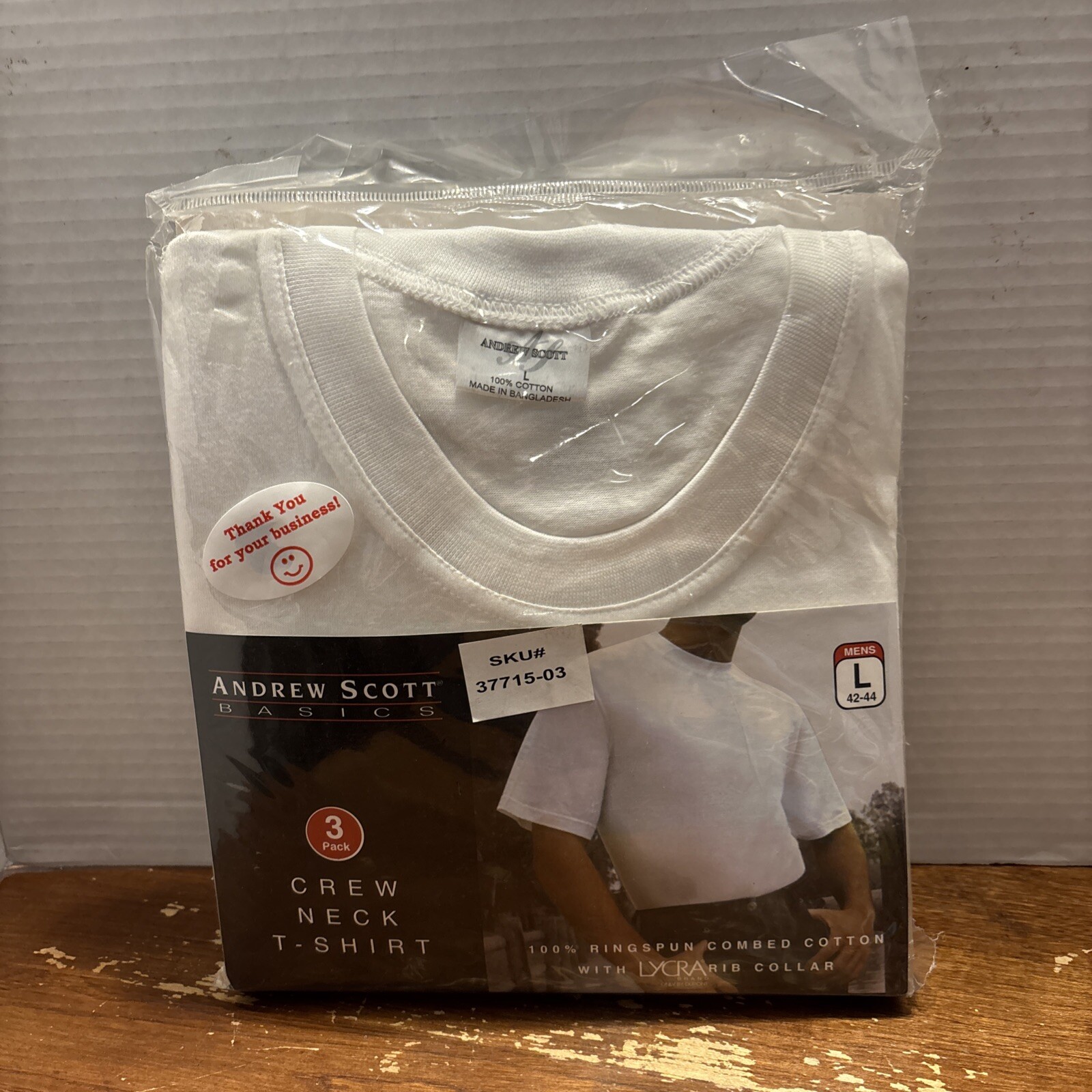 New Andrew Scott Basics Mens Crew Neck T-Shirts White Pack Of 3 Large 42-44 gallery