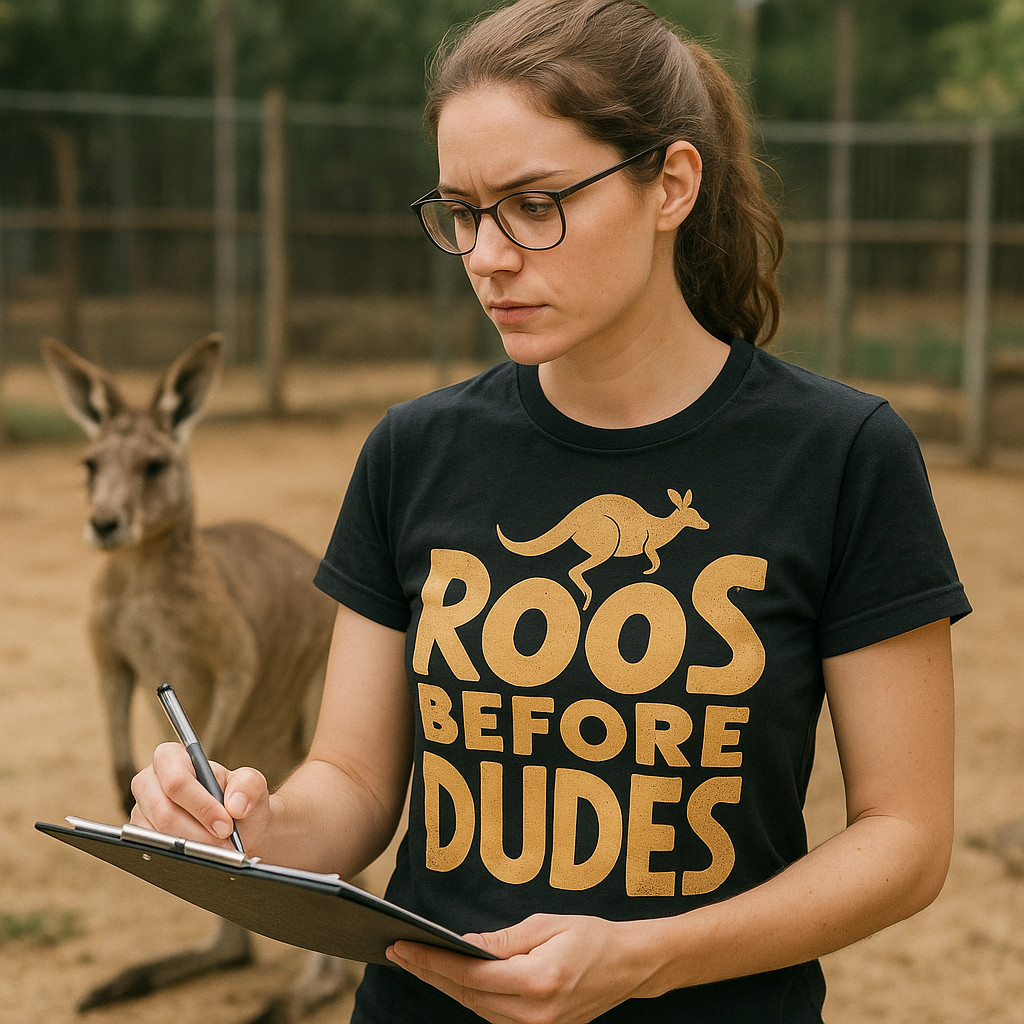Kangaroo Pocket T-Shirt - "Roos Before Dudes" Graphic Tee gallery