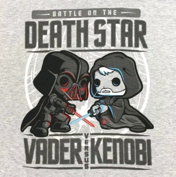 Funko Pop Star Wars Battle On The Death Star Shirt New L Darth Vader Obi Wan