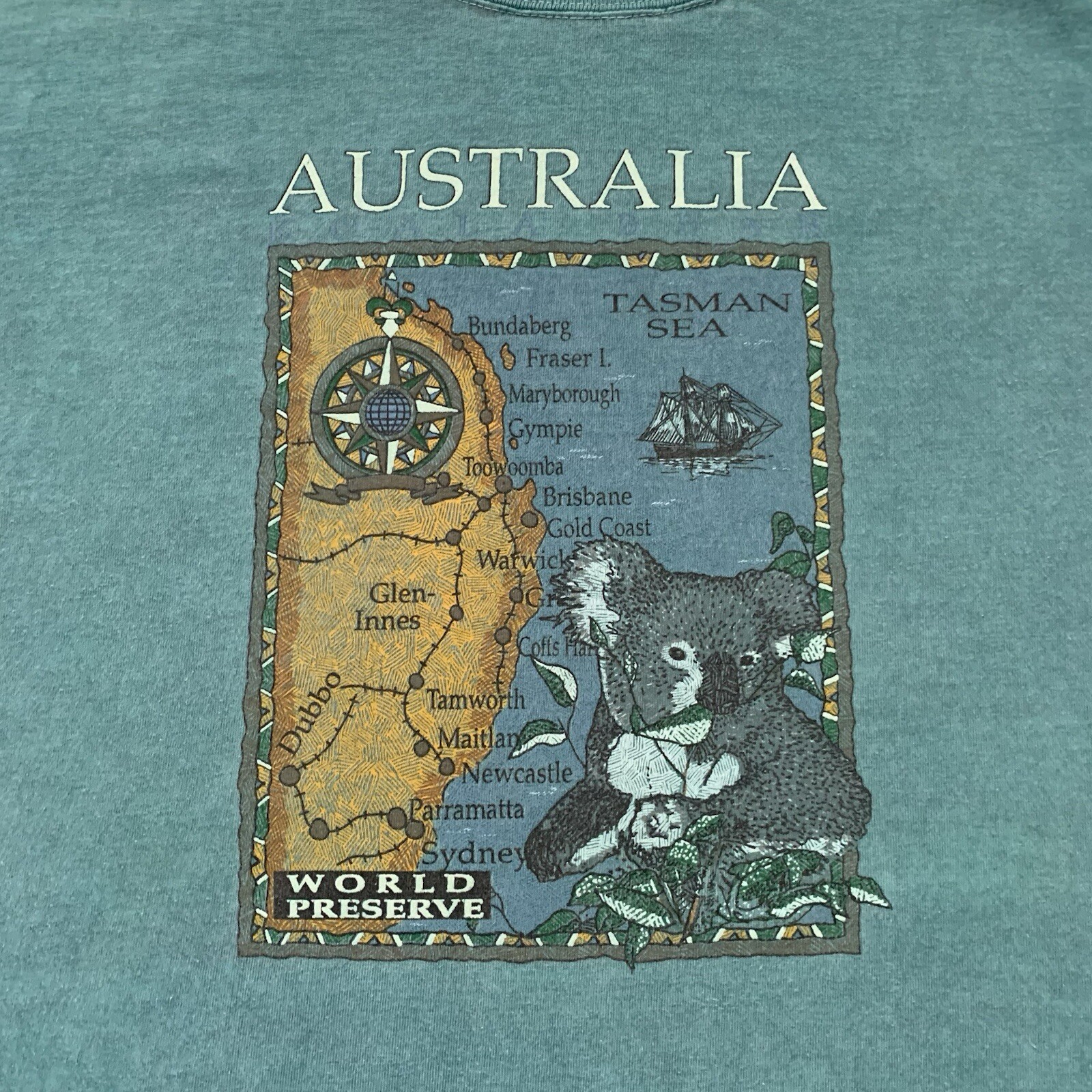 Vintage 90s Australia Koala Shirt Size L Tasman Sea Nature Animal Map gallery