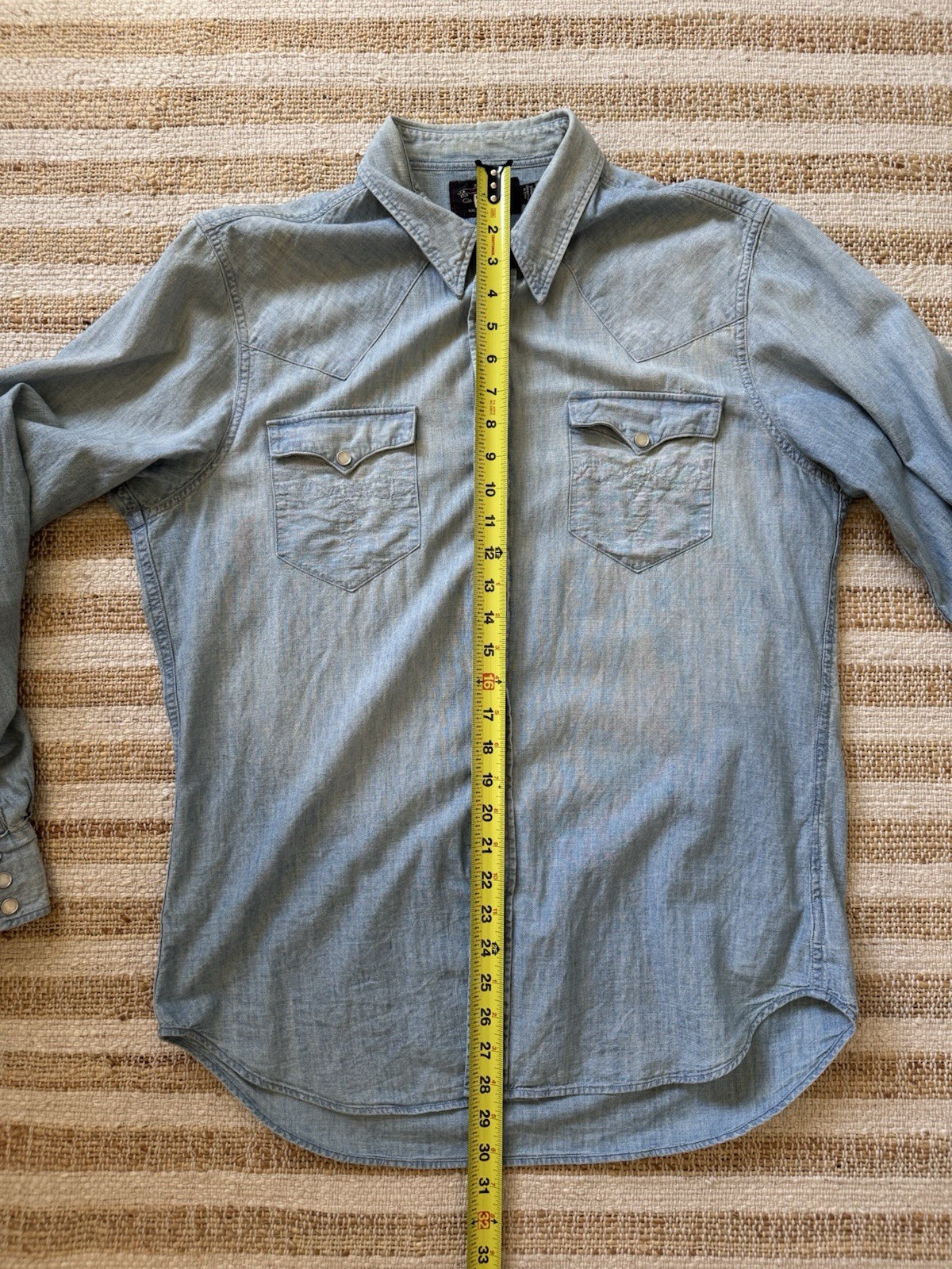 Double RL RRL Polo Ralph Lauren Western Chambray Snap Shirt Large gallery