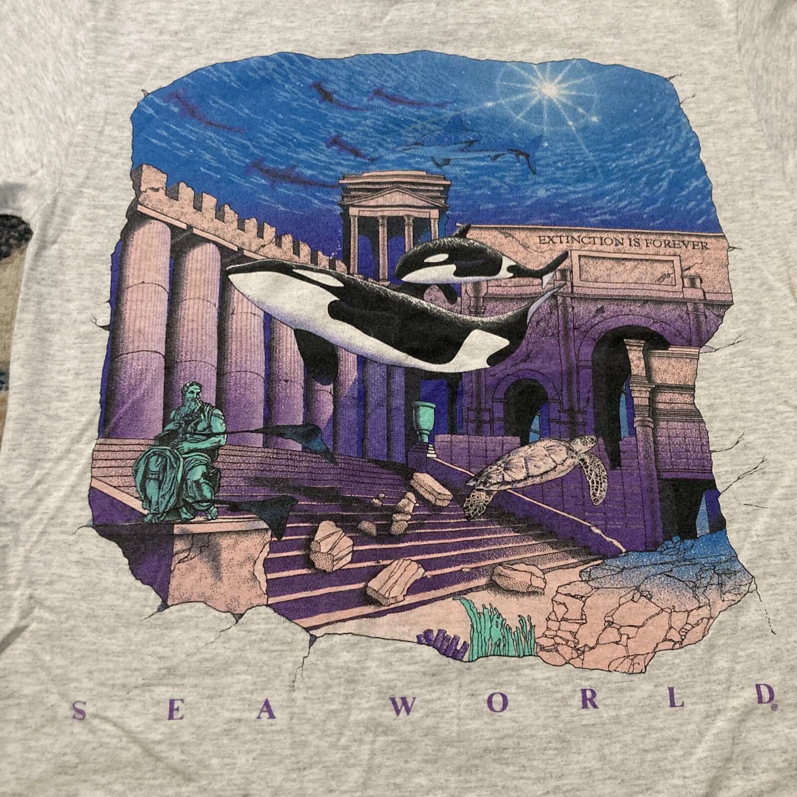 Men’s Small Sea World Extinction Is Forever Vintage Gray Short Sleeve T-Shirt gallery