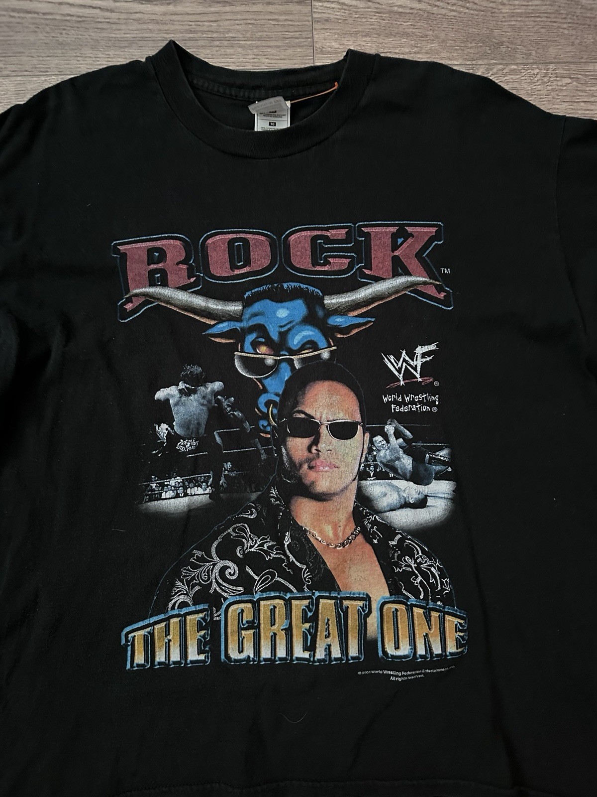 Vintage 2000 WWF The Rock The Great One Brahma Bull Wrestling T-Shirt Size L gallery
