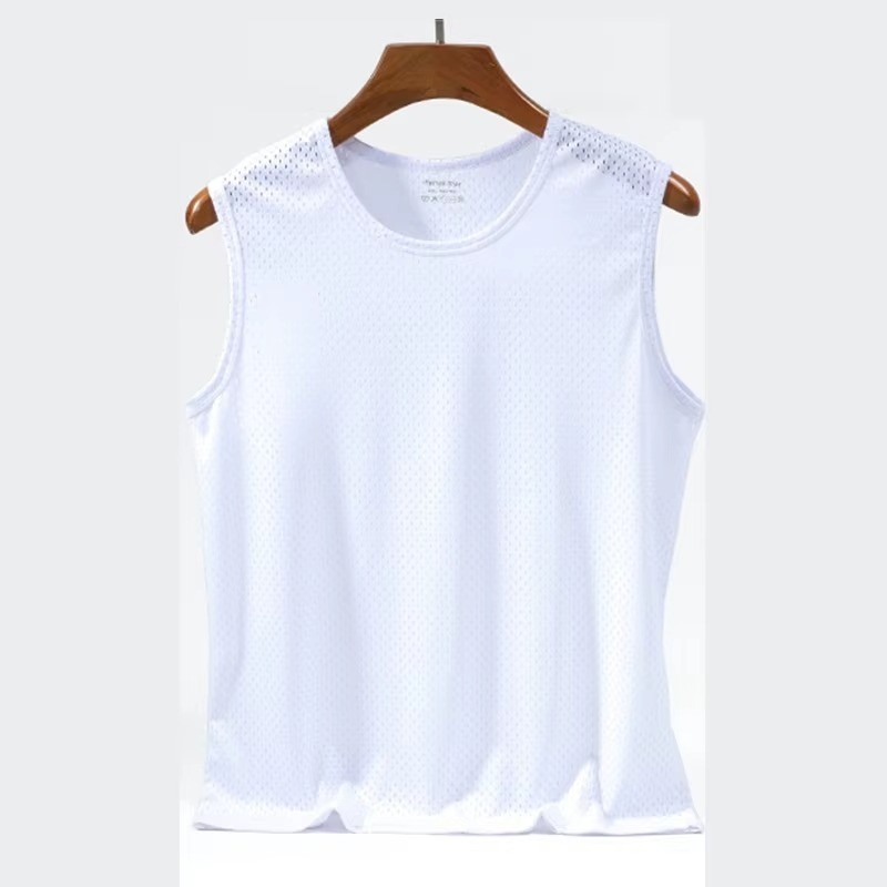 Men’s Ice Silk Mesh Tank Top – Breathable Gym Stringer Vest gallery