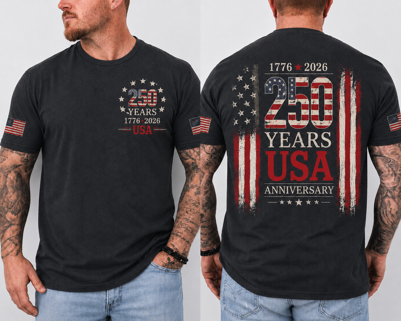 USA 250 Years Anniversary T-Shirt 1776-2026 Patriotic American Flag Tee Gift gallery