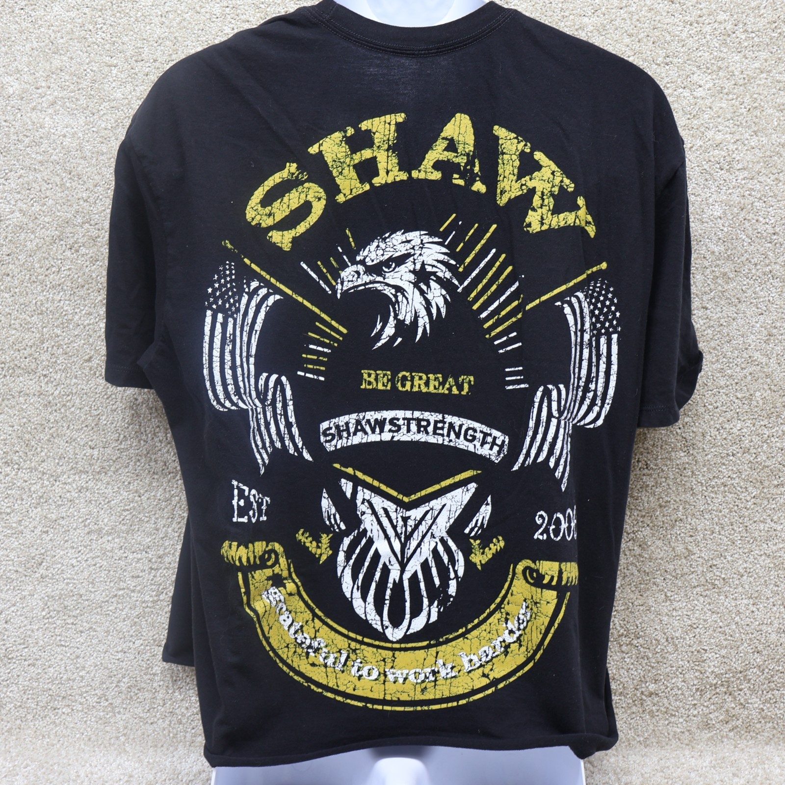 Shaw Strength Cropped T-Shirt XL Black Graphic Gym Workout Tee Modified
