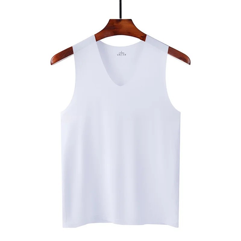 Men Silk Tank Top Seamless Sleeveless Vest Gym Sports Casual Summer Undershirt