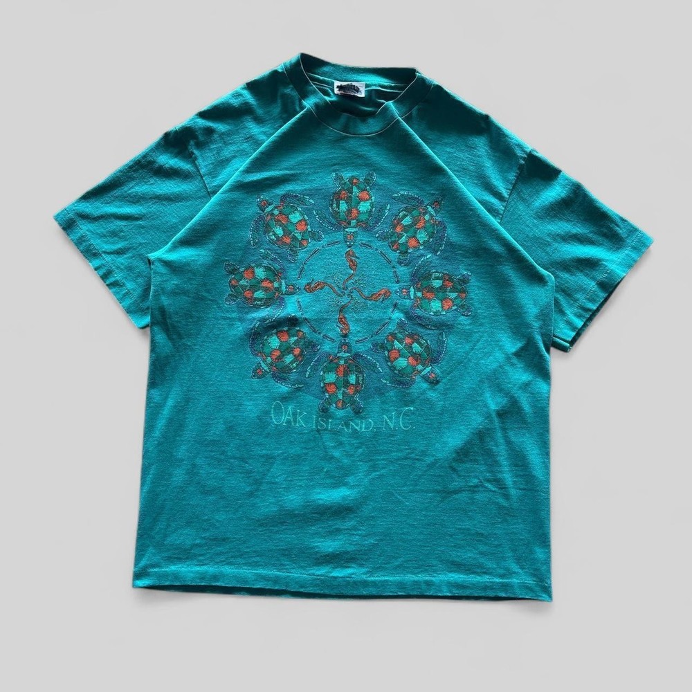 Vintage 90s Turtle Nature T-shirt Sea Horse Turtle Graphic Single Stitch Large