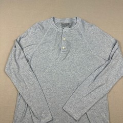 Faherty Shirt Men Medium Blue Heather Henley Long Sleeve Cloud Cotton Top M