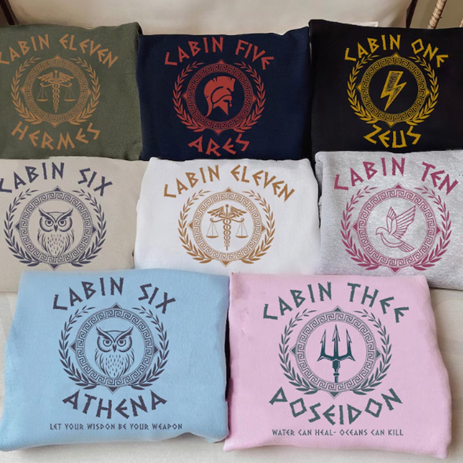 Vintage Camp Half-Blood Cabins Matching Tee, Percy Jackson and The Olympians Fan gallery