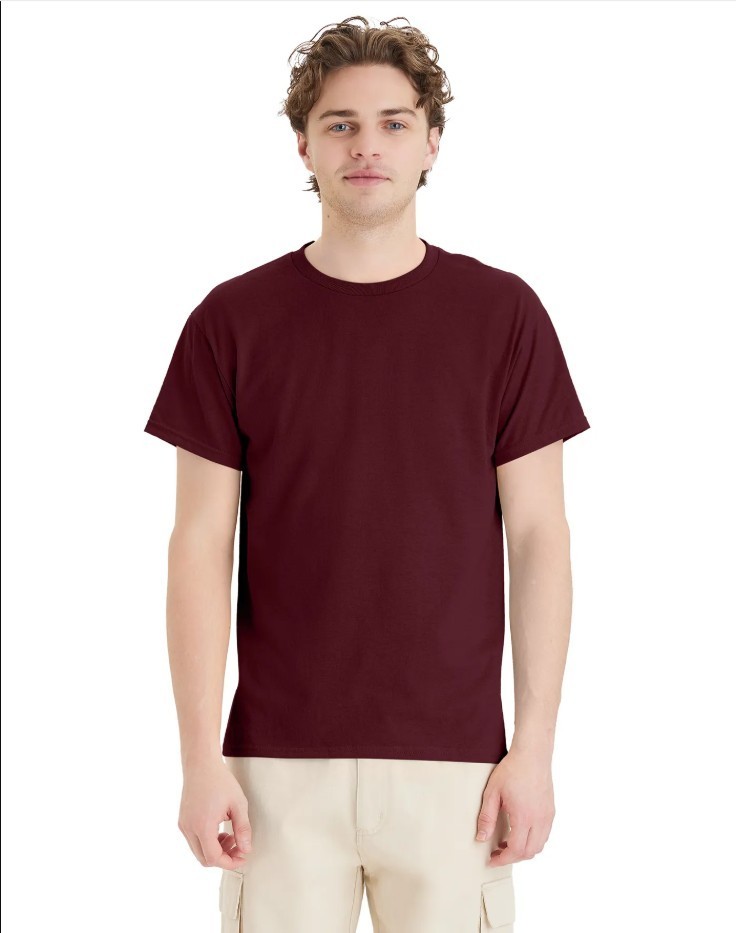 Hanes 5170 5XL EcoSmart Crewneck Short Sleeve Tee Pit to Pit 31" Unisex Maroon gallery