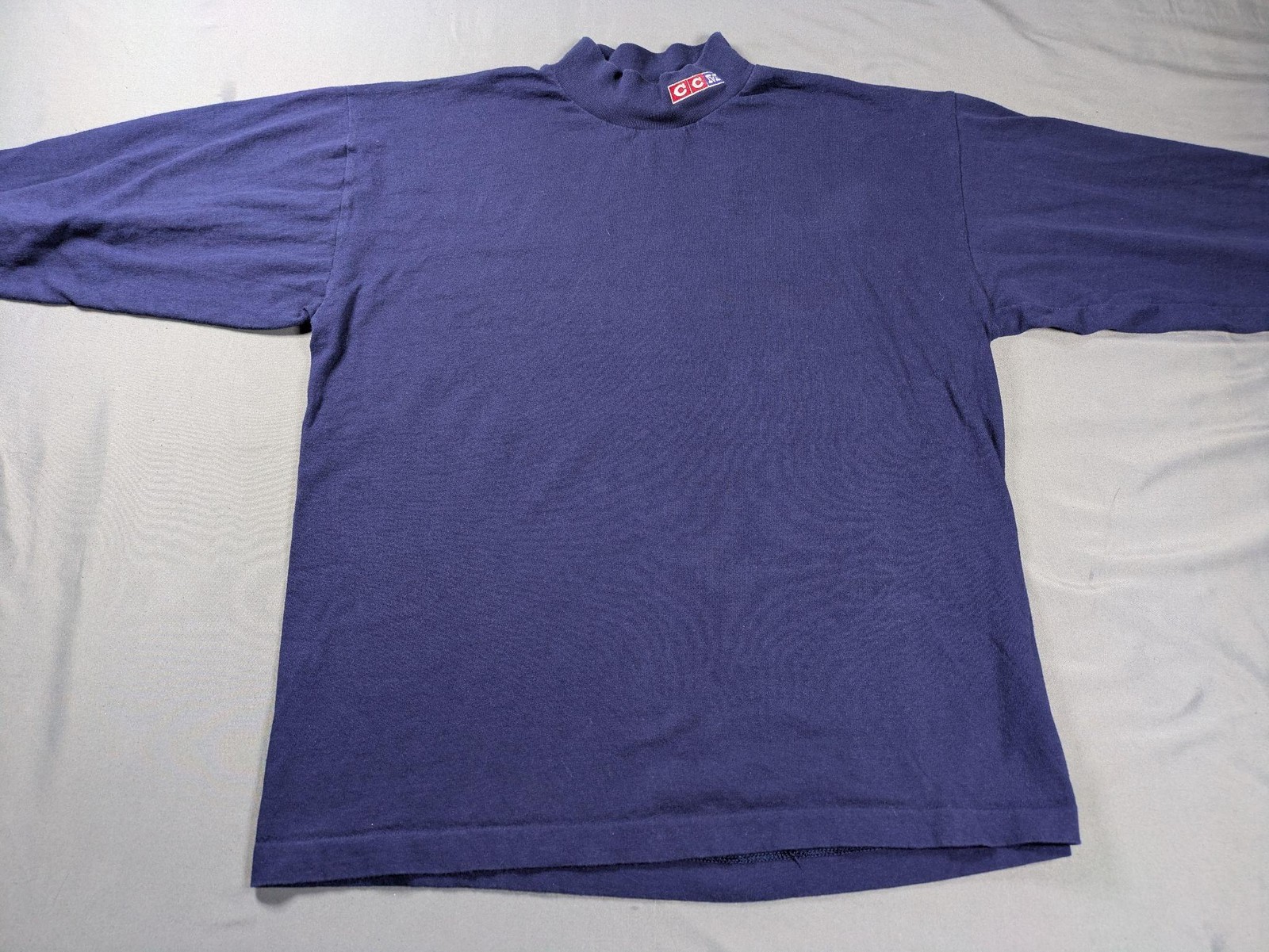 Vintage CCM Shirt Mens Large Blue Mock Neck Long Sleeve Hockey Made USA Cotton gallery