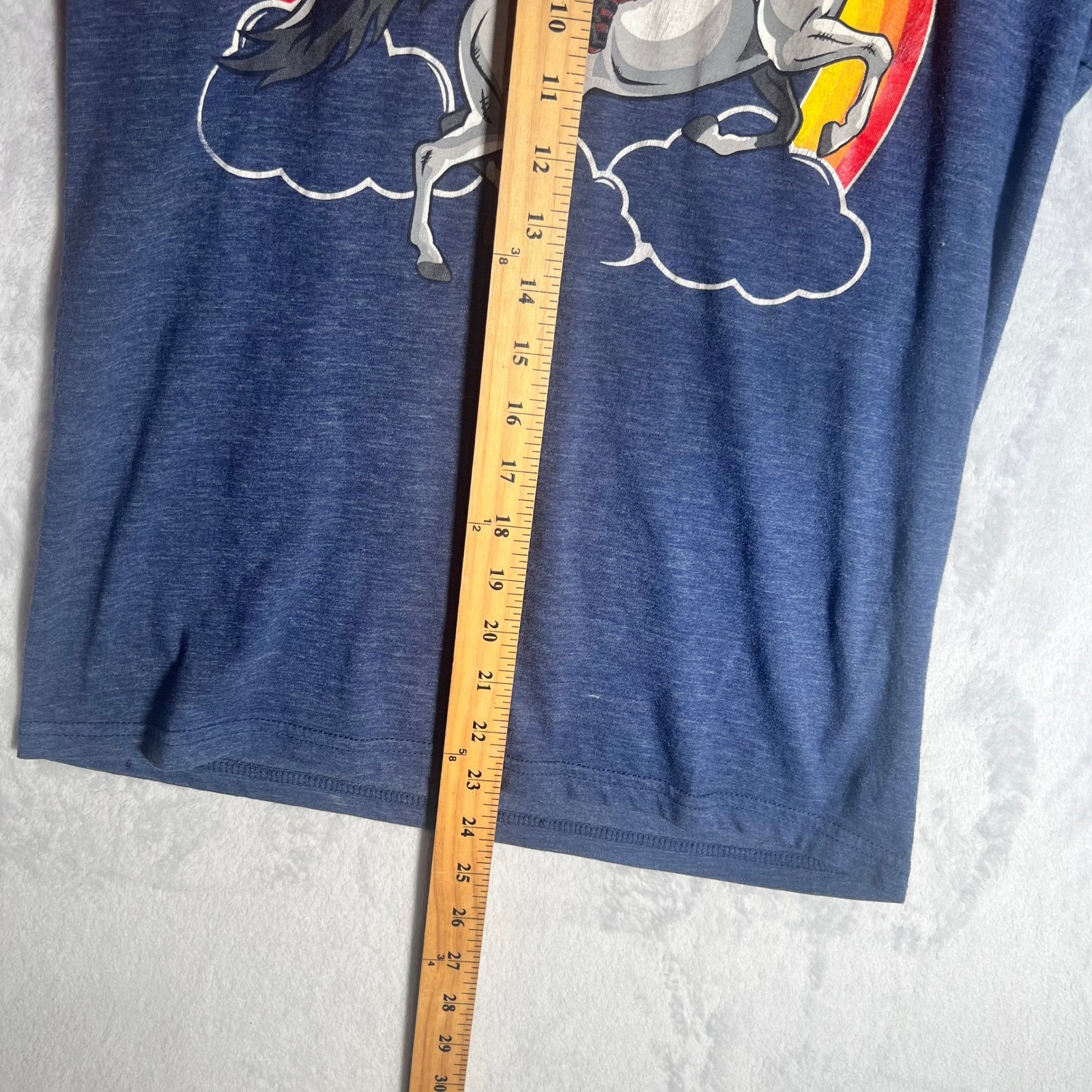 Marvel T-Shirt Mens Small Deadpool Riding Unicorn Rainbow Blue Heather Graphic gallery