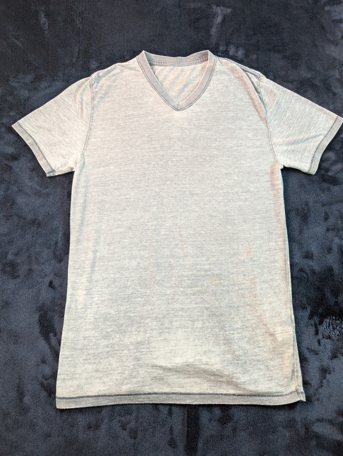 Lucky Brand Venice Burnout V Neck T Shirt VERY THIN Short Sleeve Gray Men's S gallery