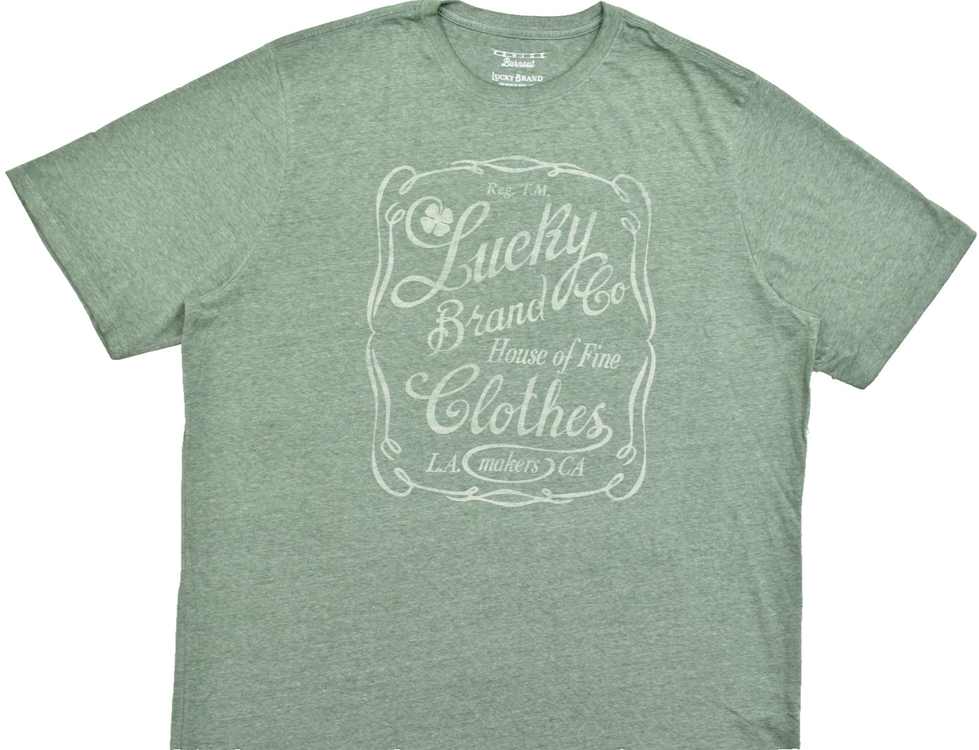 Lucky Brand Men's Lucky Label Green Short Sleeve Crew Neck Size 2XLT NEW gallery