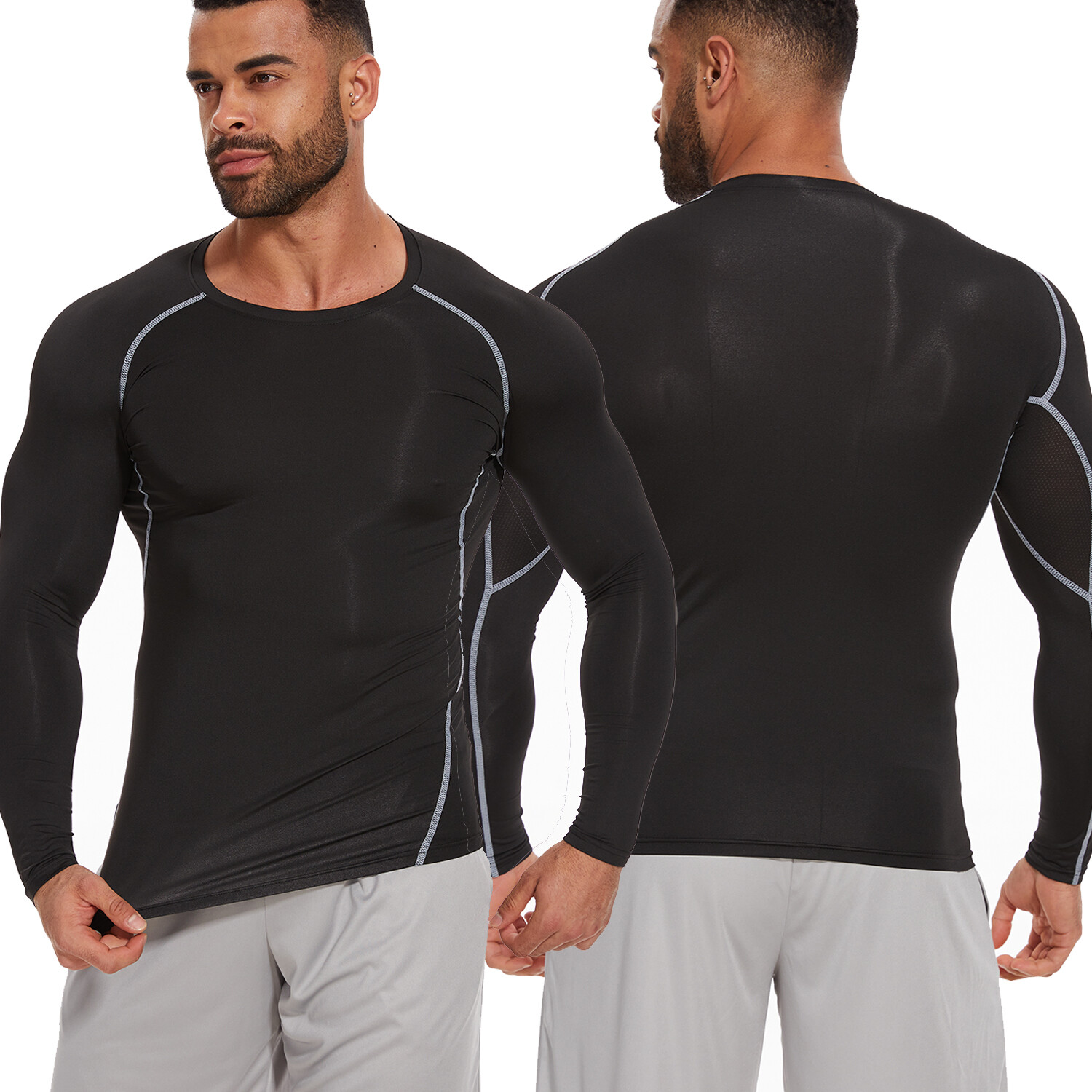 Mens Compression Shirts Long Sleeve Workout Baselayer Quick Dry Athletic Sports gallery