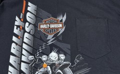 Harley Davidson Pocket T-Shirt LARGE Black Biker Y2K 2005 USA Charleston, SC