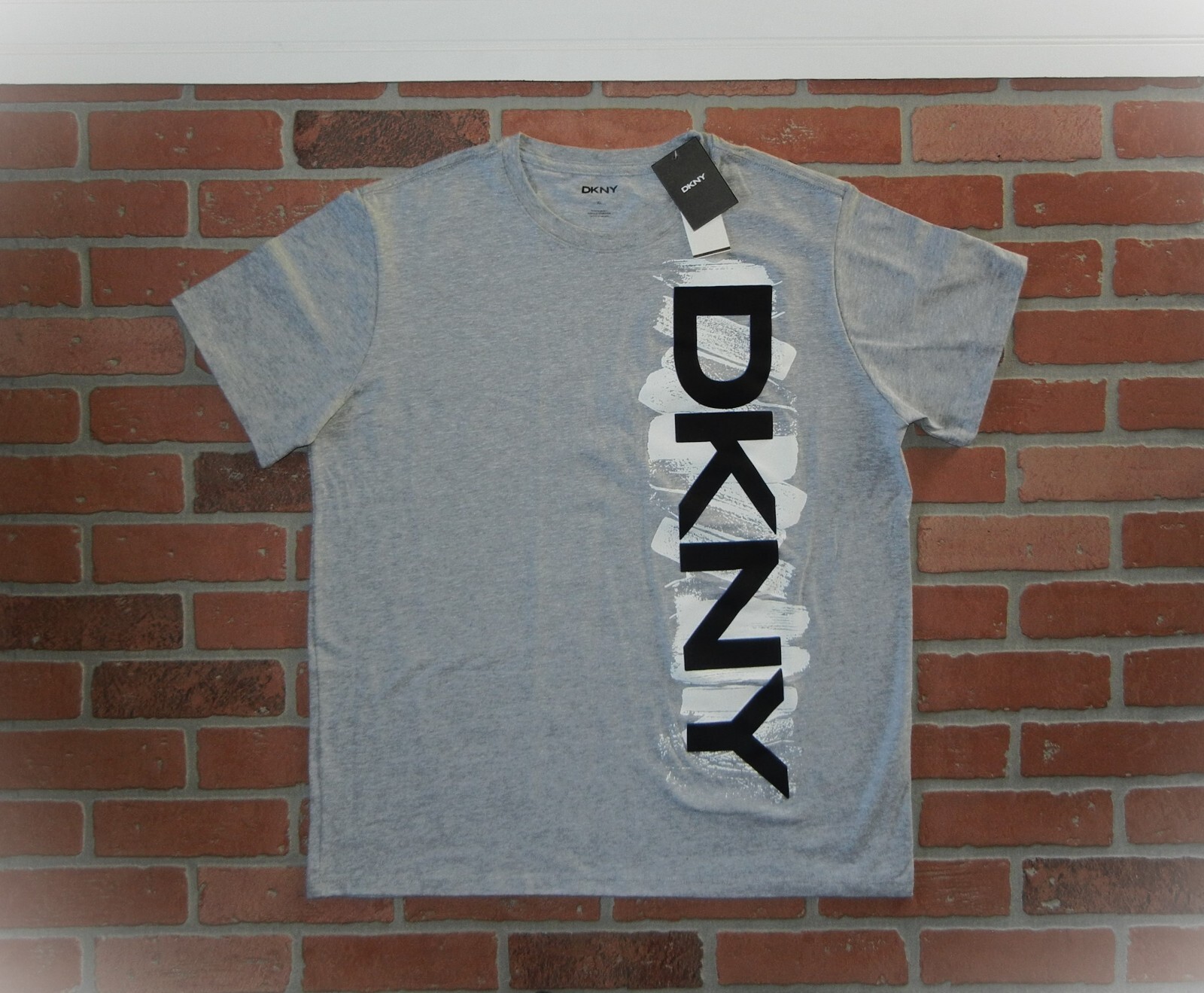 DKNY Muscle Cut HEAT HEATHER Grey Dress T Shirt White Blue $OLD OUT SEXY SIZE XL gallery