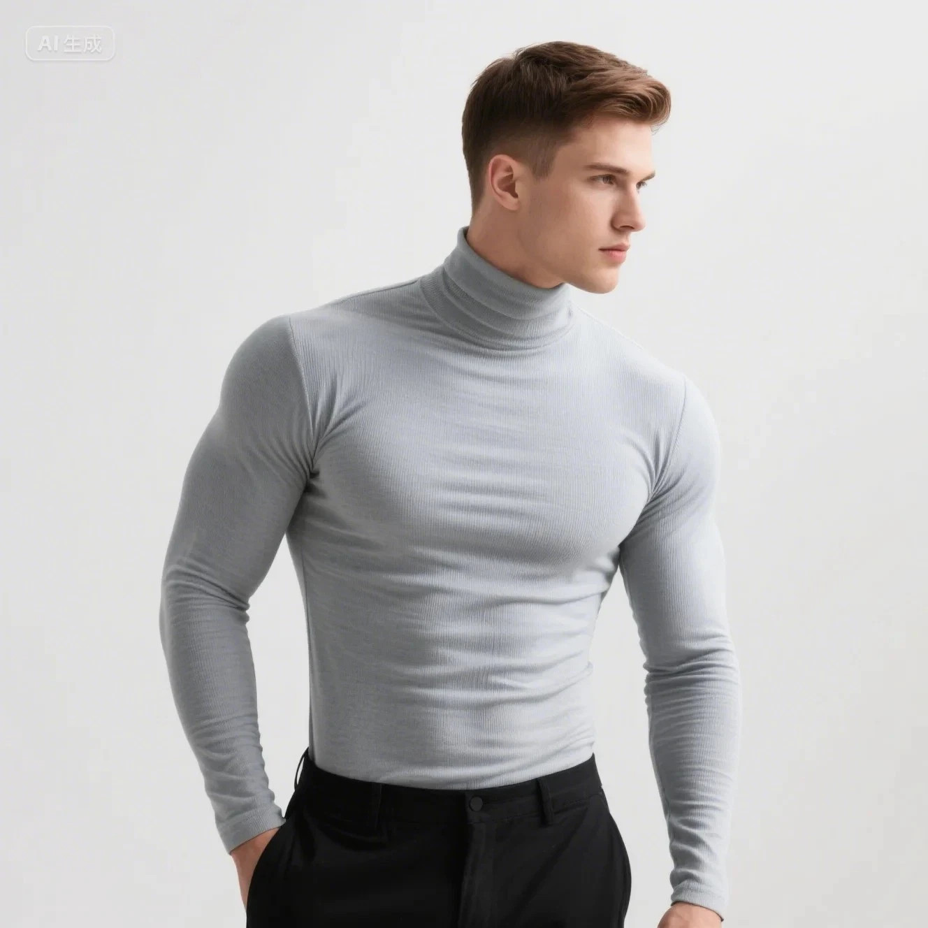 Mens Turtleneck Basic Pullover Long Sleeve Jumper Top Casual Slim Fit T-Shirt** gallery