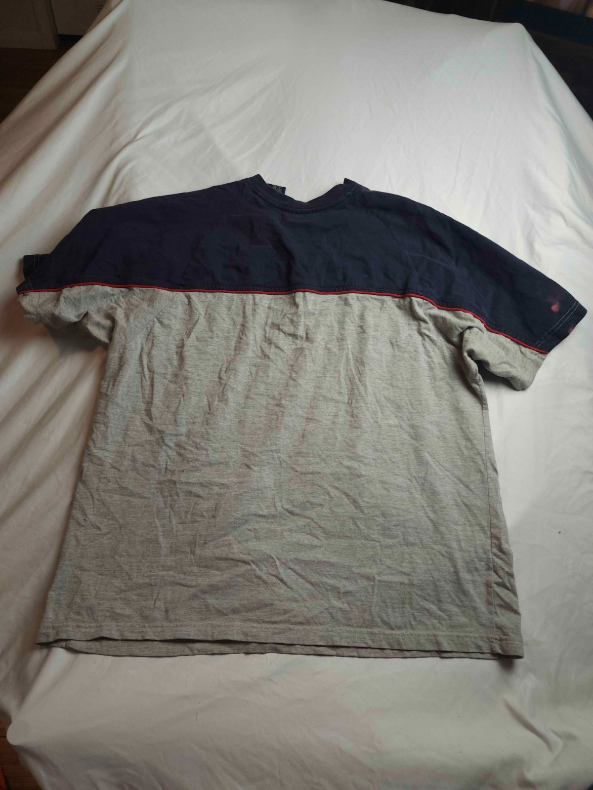 Vtg 90s Faded Glory T-Shirt Mens L Gray Colorblock Grunge Streetwear Normcore gallery