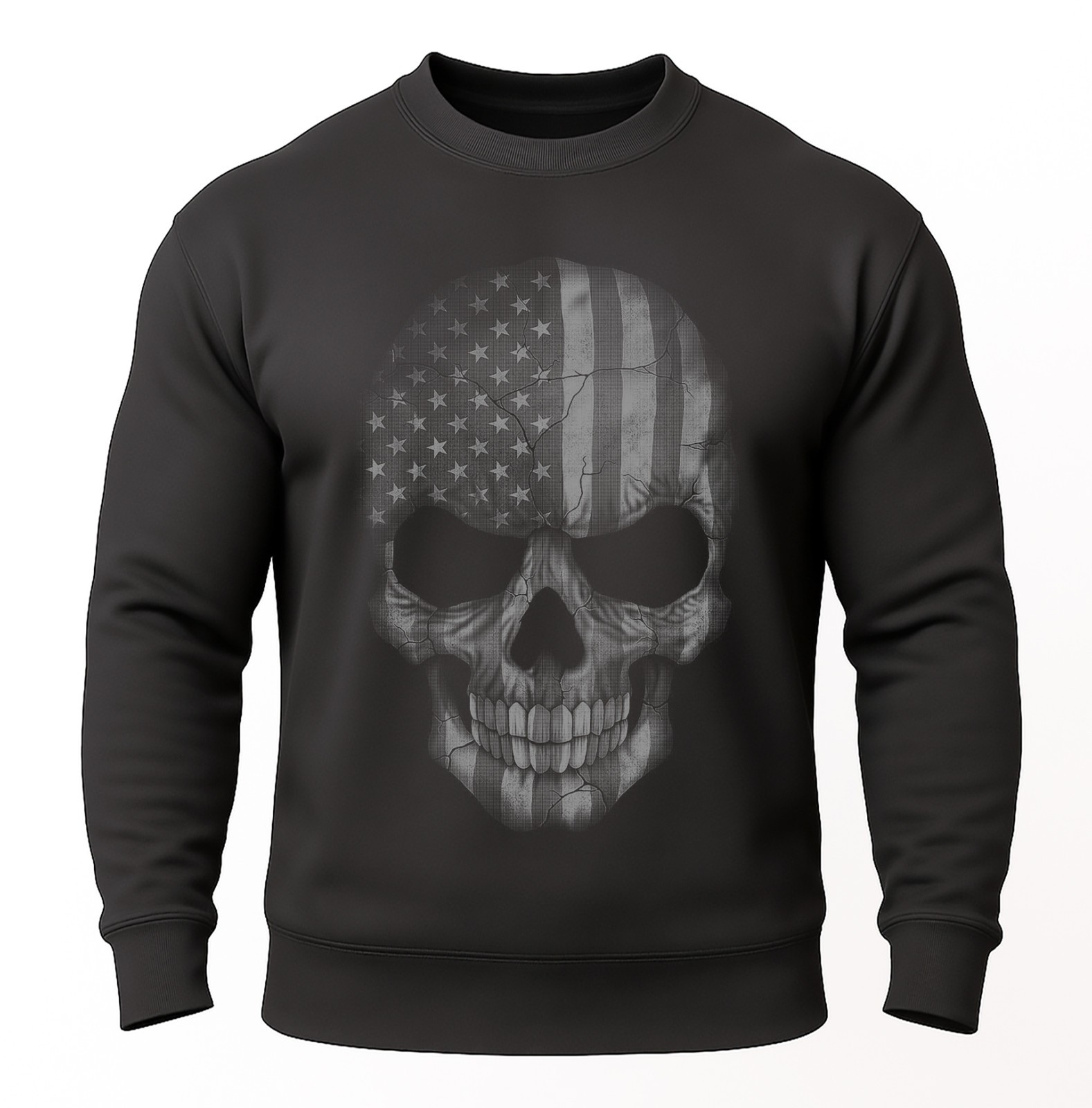 USA Skull Sweatshirt | Distressed American Flag Skull | Unisex Warm Crewneck gallery