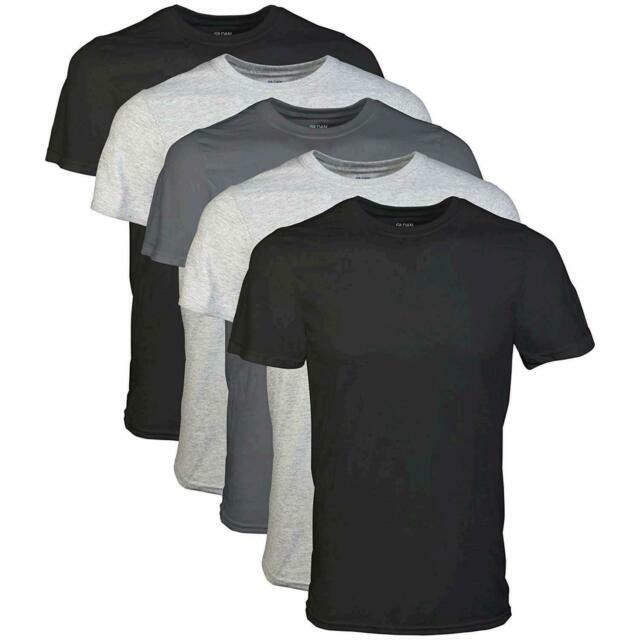 Gildan Men’s Cotton Crew T-shirts 5 Pack- Assorted Black, Size S