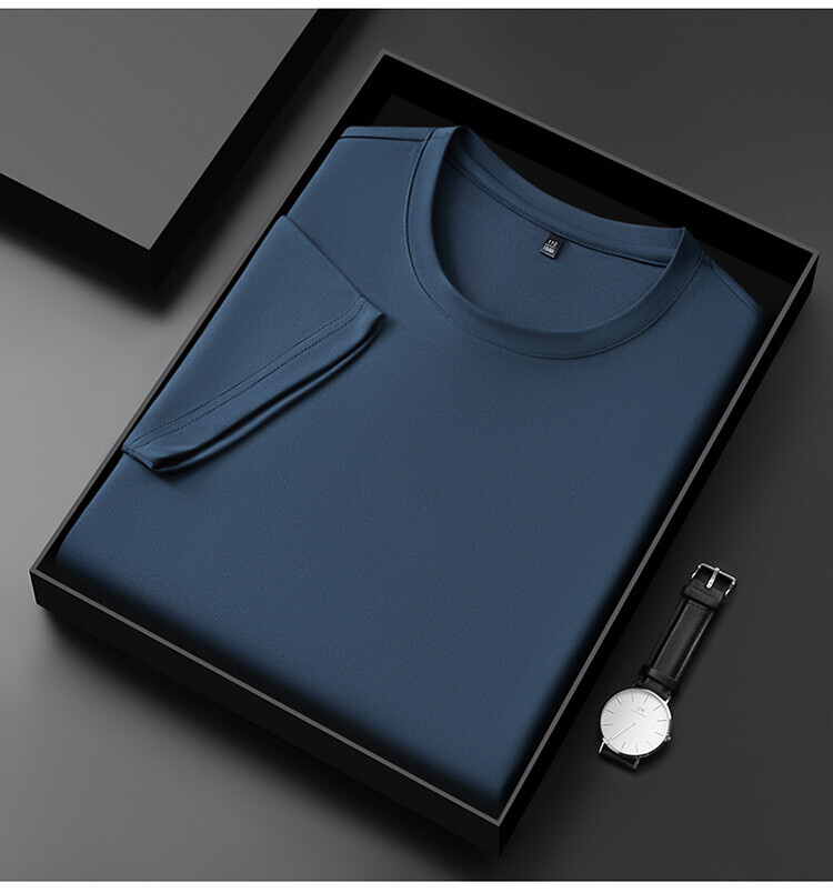 Summer fashion Men Mulberry Silk T-Shirt Short Sleeve Luxury Soft Breathable Tee gallery