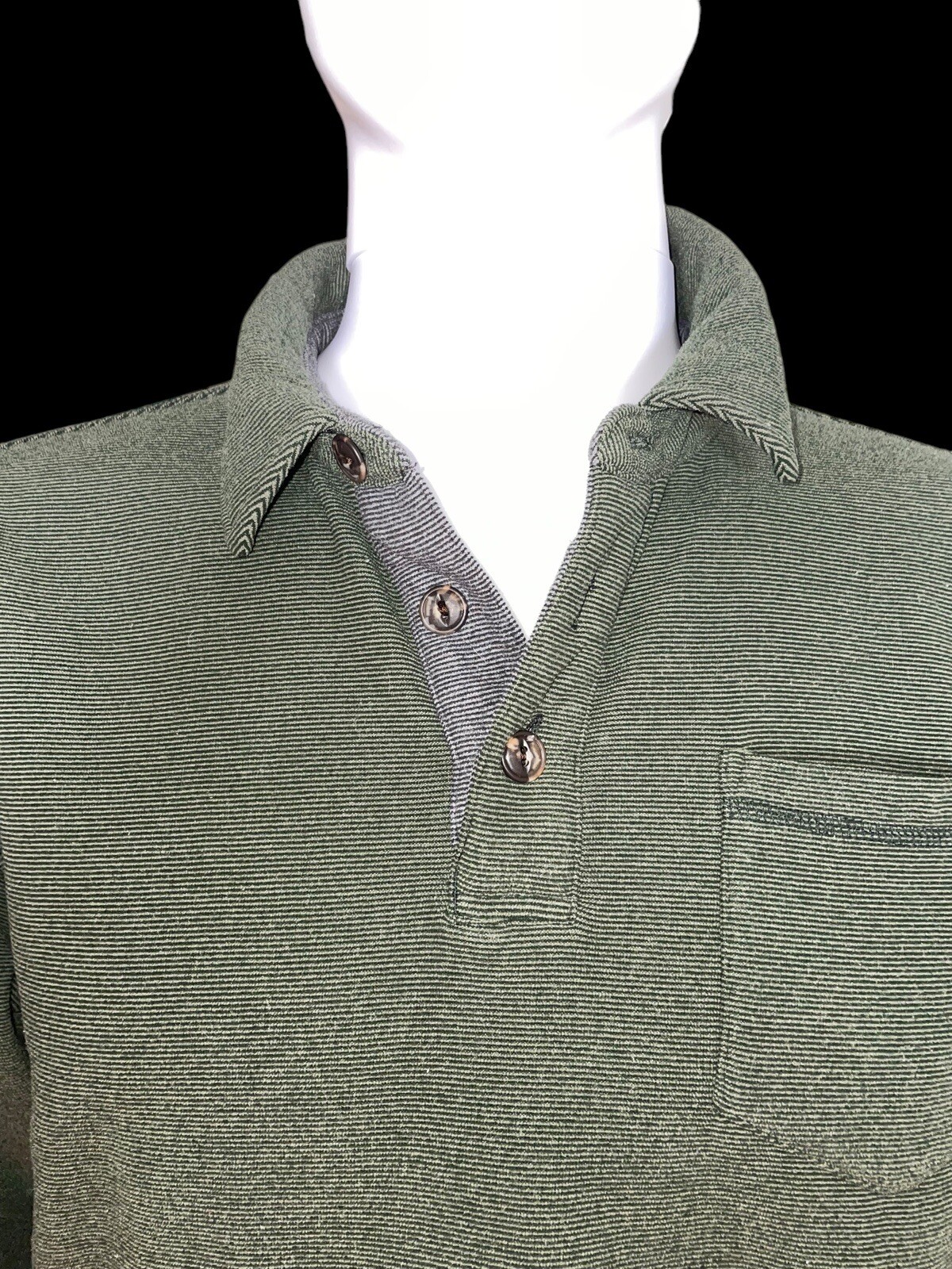 Mens LL Bean Long Sleeve Shirt Large Outdoor Army Green 1/4 Button Pull On gallery