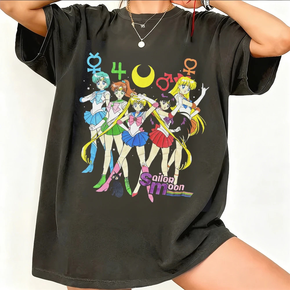 Sailor Moon Retro 90S Anime Graphic T Shirt Summer Cotton Men Women Tee Streetwe gallery