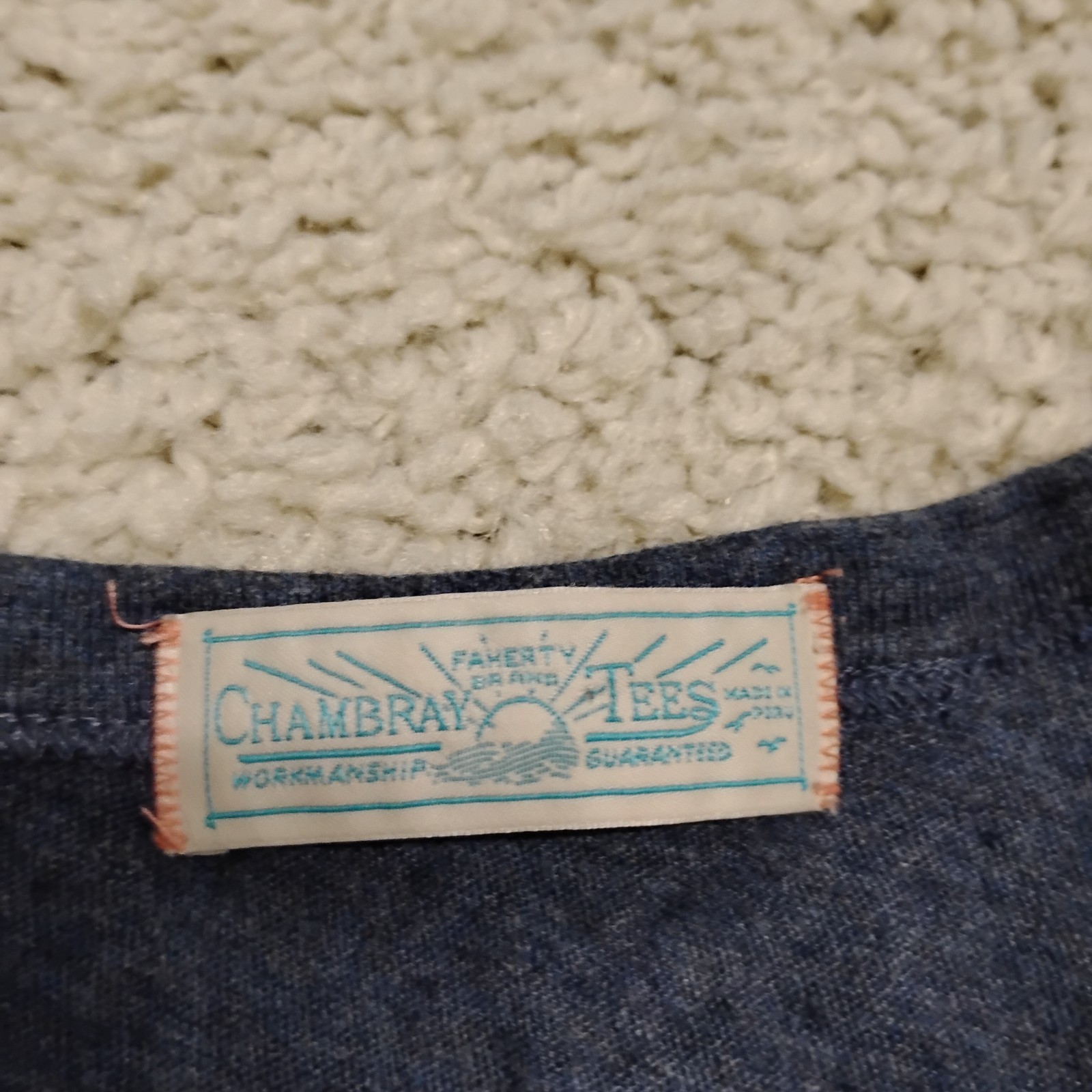 Faherty T Shirt Mens XL Blue Crew Chambray Tees Modal Casual Beach Designer Logo gallery