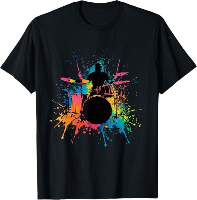 Drummer Colorful Drums Drumming Music Lover T-Shirt – H015