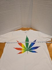 Rainbow Cannabis Leaf Pride Cotton Crew T-shirt LGBTQ Withac.net USA Made 420