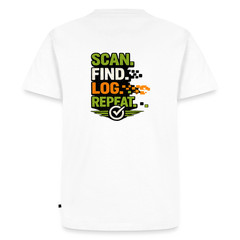 Geocaching Premium “Scan Find Log Repeat” T-Shirt – Geocacher Pullover with GPS M