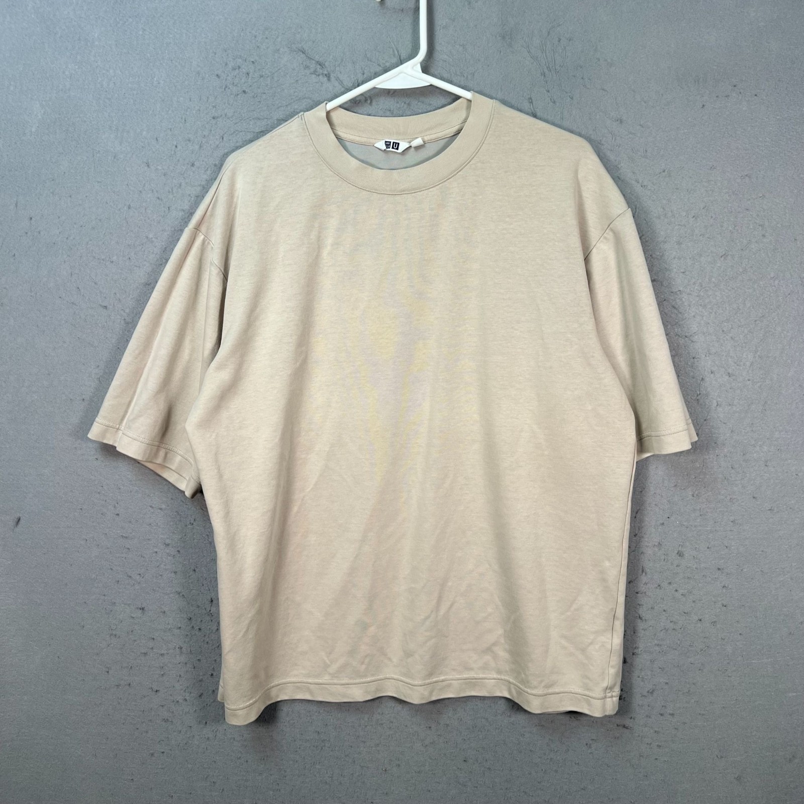 Uniqlo U Mens Large Beige Airism Oversized T-Shirt Cotton Blend Crewneck gallery
