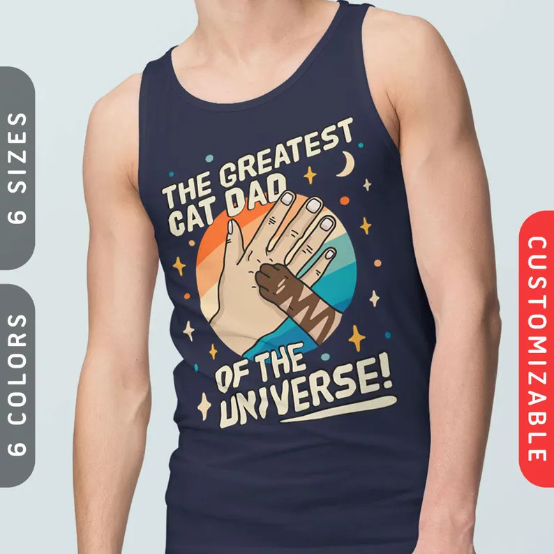Personalized The Greatest Cat Dad Tank Top