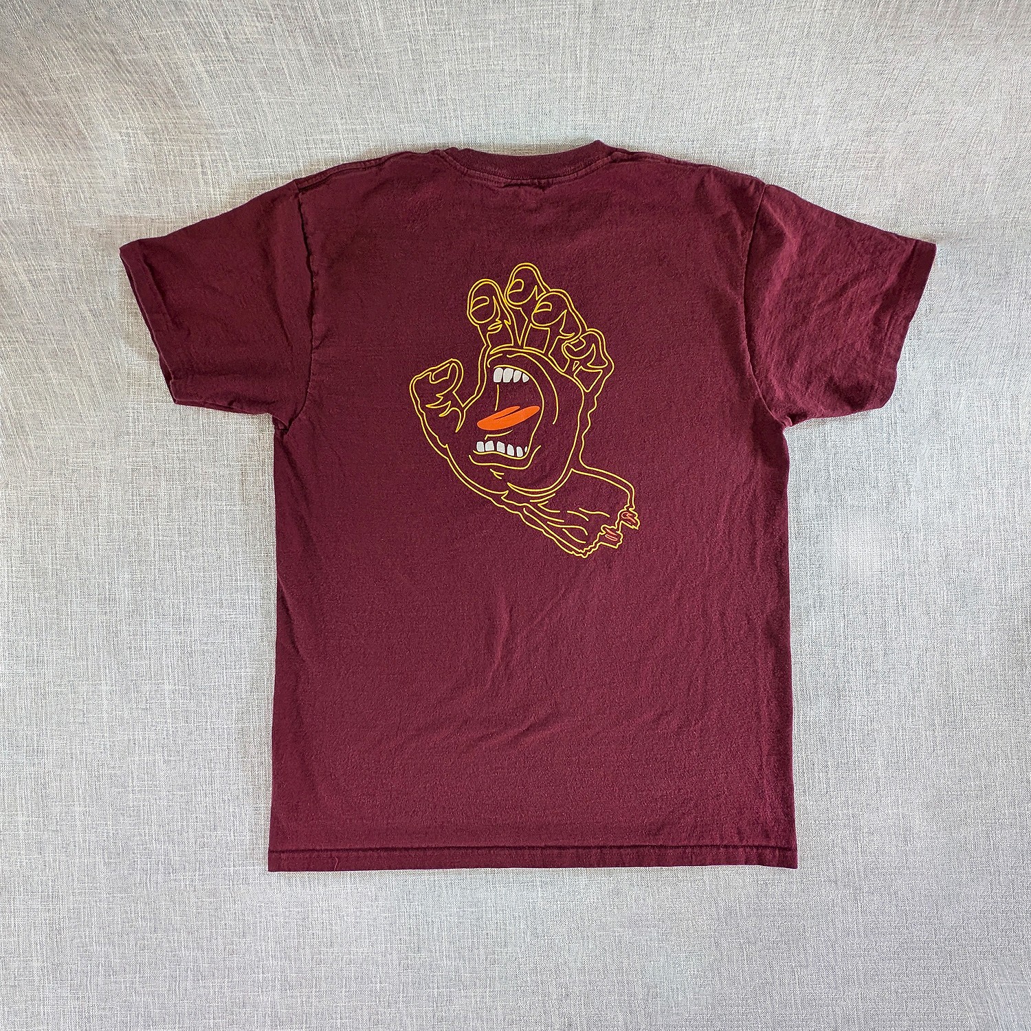 Santa Cruz Mens Burgundy Screaming Hand Graphic Short Sleeve Skateboarding Shirt gallery
