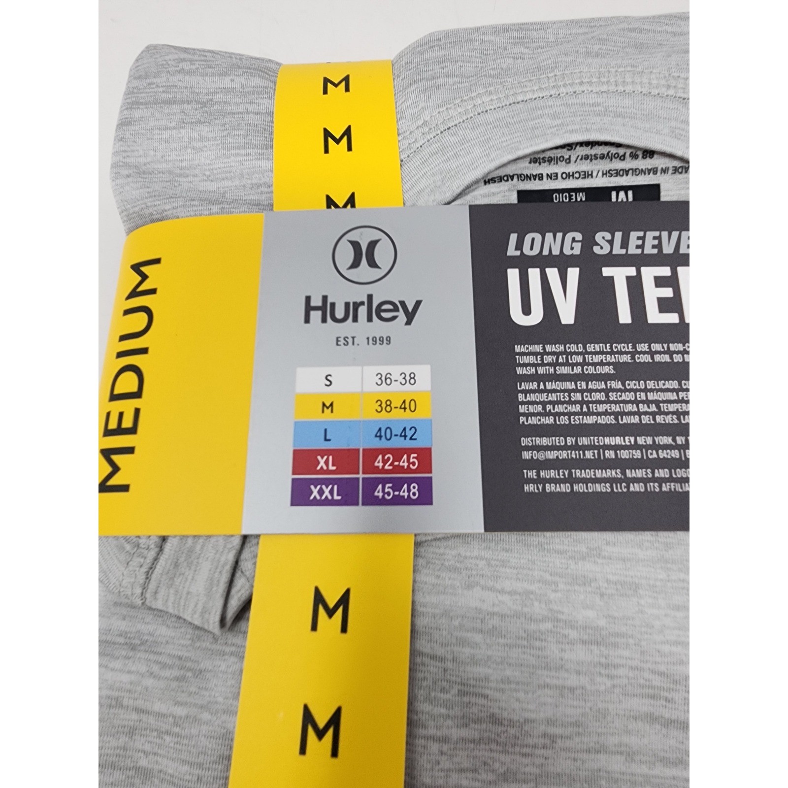 Hurley Mens UV Tee Long Sleeve Shirt Gray Poly Blend Athletic Relaxed Size M gallery