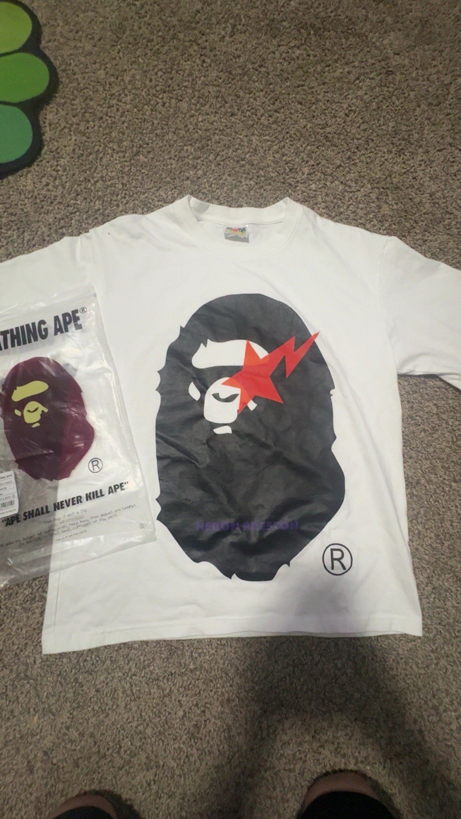 A Bathing Ape BAPE Heron Preston Graphic Print White Crew Neck T-Shirt M gallery
