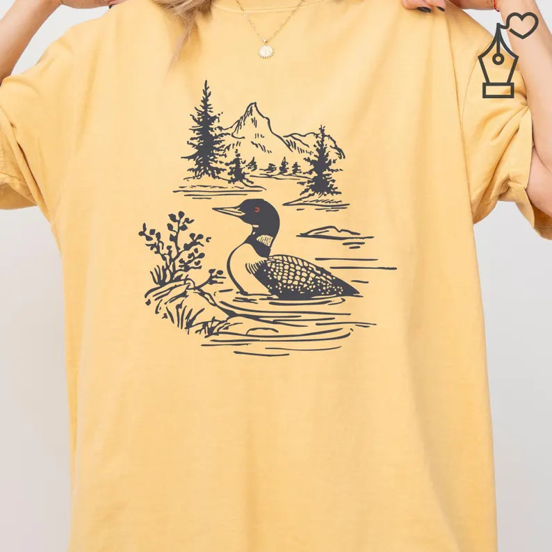 Loon Bird Watching Nature Wildlife Outdoors Lake Animal Comfort Tee gallery