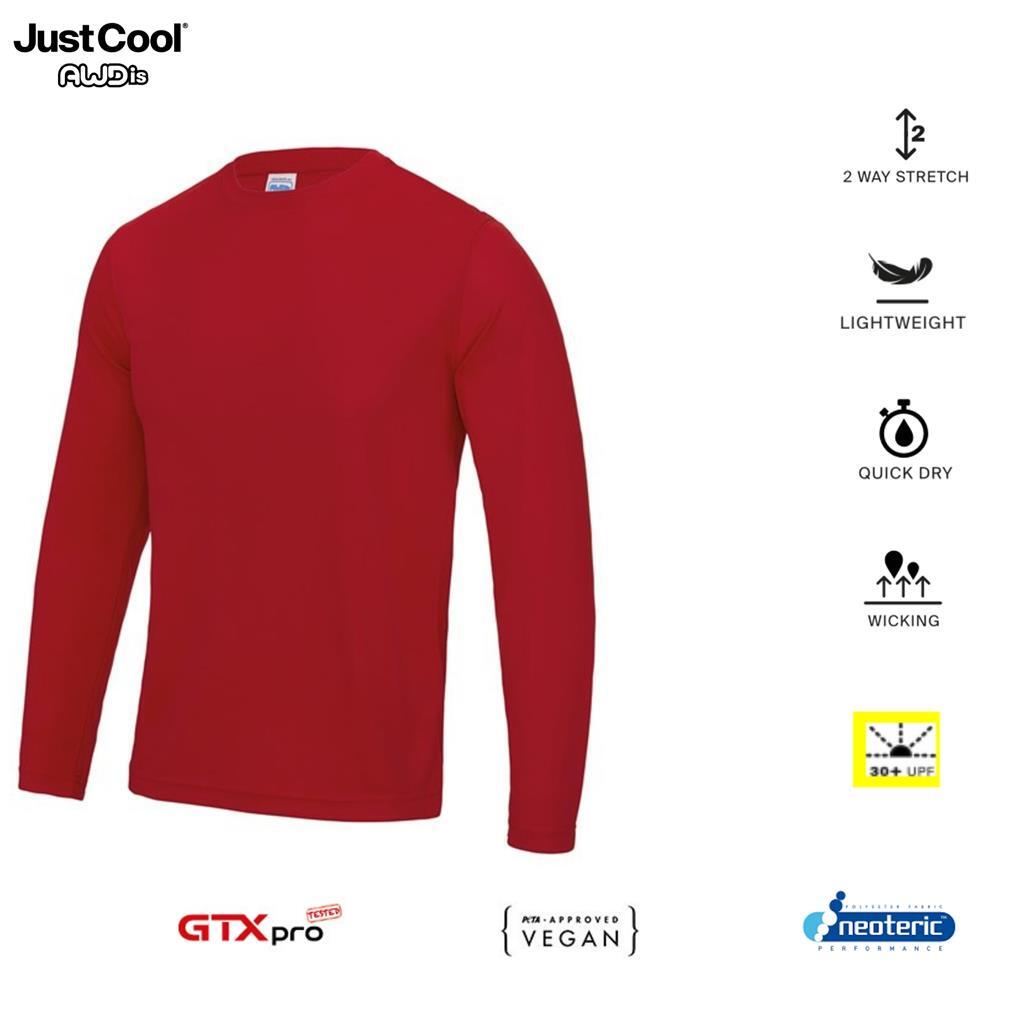 Mens Long Sleeve Polyester T Shirt Cool Quick Dry Wicking Training Top AWDis gallery